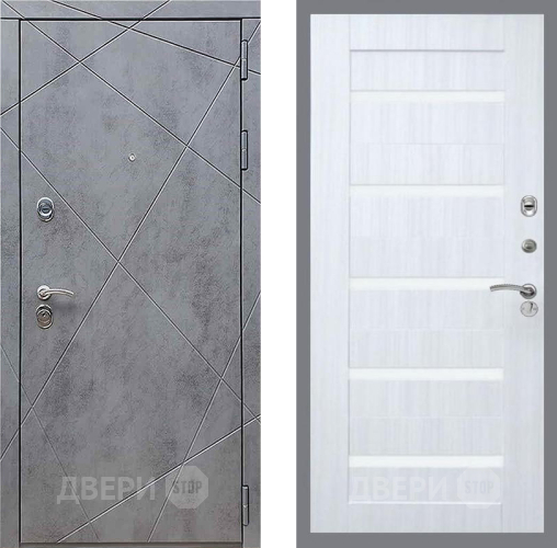Дверь Рекс (REX) 13 Бетон Темный СБ-14 стекло белое Сандал белый в Голицыно
