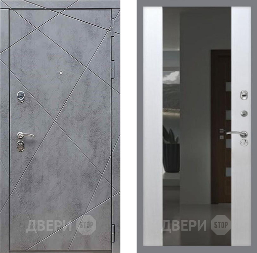 Входная металлическая Дверь Рекс (REX) 13 Бетон Темный СБ-16 Зеркало Белый ясень в Голицыно