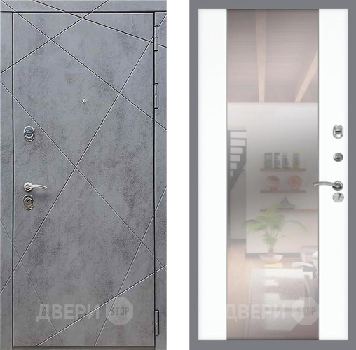 Входная металлическая Дверь Рекс (REX) 13 Бетон Темный СБ-16 Зеркало Силк Сноу в Голицыно