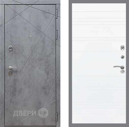 Входная металлическая Дверь Рекс (REX) 13 Бетон Темный Line Силк Сноу в Голицыно