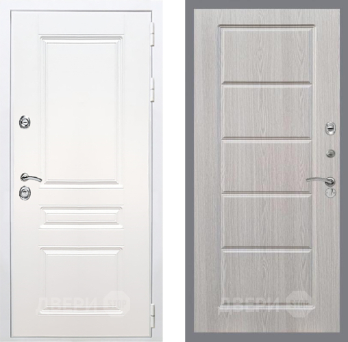 Входная металлическая Дверь Рекс (REX) Премиум-н Силк Сноу FL-39 Беленый дуб в Голицыно