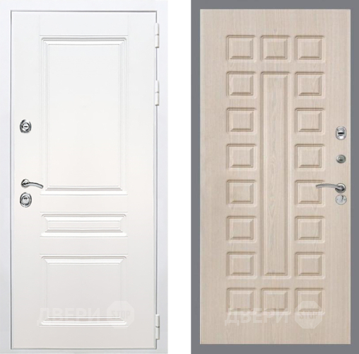 Входная металлическая Дверь Рекс (REX) Премиум-н Силк Сноу FL-183 Беленый дуб в Голицыно