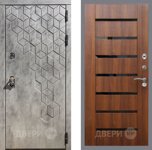 Входная металлическая Дверь Рекс (REX) 23 СБ-14 стекло черное Орех бренди в Голицыно