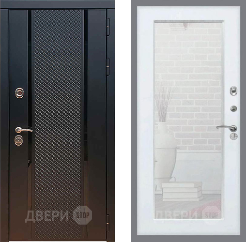 Входная металлическая Дверь Рекс (REX) 25 Зеркало Пастораль Силк Сноу в Голицыно