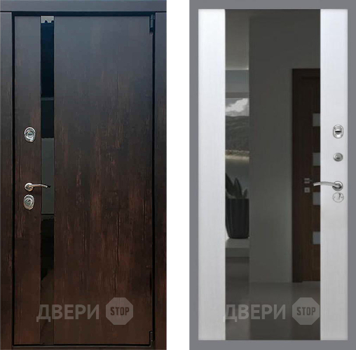 Входная металлическая Дверь Рекс (REX) 26 СБ-16 Зеркало Белый ясень в Голицыно
