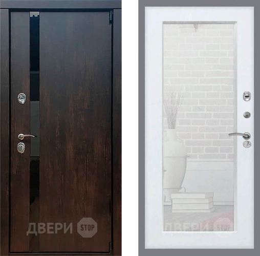 Входная металлическая Дверь Рекс (REX) 26 Зеркало Пастораль Белый ясень в Голицыно