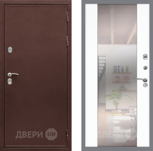 Дверь Рекс (REX) 5 металл 3 мм СБ-16 Зеркало Силк Сноу в Голицыно