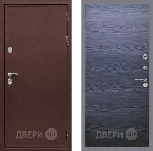 Входная металлическая Дверь Рекс (REX) 5 металл 3 мм GL Дуб тангенальный черный в Голицыно