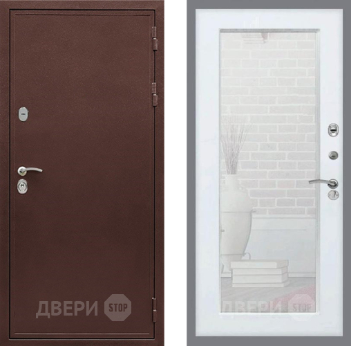 Дверь Рекс (REX) 5 металл 3 мм Зеркало Пастораль Белый ясень в Голицыно