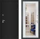 Дверь Лабиринт (LABIRINT) Classic шагрень черная Зеркало Фацет с багетом Белый софт в Голицыно