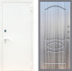 Входная металлическая Дверь Рекс (REX) 1А Белая шагрень FL-128 Сандал грей в Голицыно